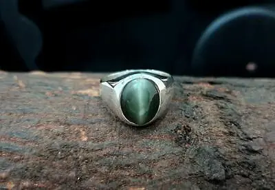925 Sterling Silver Natural Cat's Eye Gemstone Handmade Ring For Unisex • $119.75