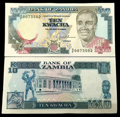 $1.55 • Buy Zambia 10 Kwacha 1989-1991 Banknote World Paper Money UNC Currency Bill Note