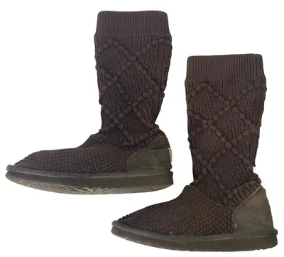 UGG Size 7 Classic Cards Argyle Knit Tall Boots Womens Brown Chocolate • $32