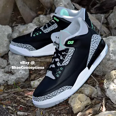 Nike Air Jordan 3 Retro Shoes Black Wolf Gray Green Glow CT8532-031 Men's & GS • $176.61