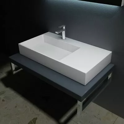£155.09 • Buy Bathroom Wash Basin Sink Cast Stone Wall Mountable Countertop Stylish 900mm