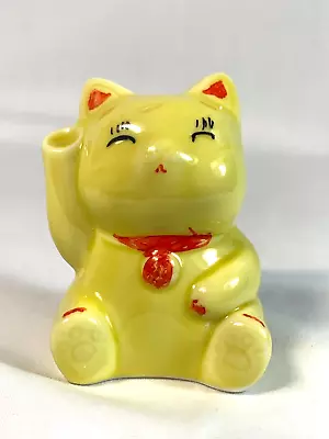 Maneki Neko Yellow Sitting Lucky Beckoning Cat Vintage Japan 2.75  • $17.95