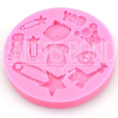 Baby Boy Christening Shaped Silicone Mould Newborn Chocolate Cake Baking Heart • £5.90