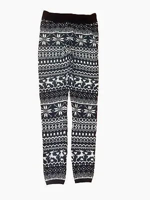 Women's  SO  Black & White Sweater Leggings- Size XS Deer Snowflakes Hearts • $5.15