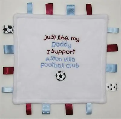 FOOTBALL TAGGY COMFORT BABY BLANKET 'Any Team' Embroidered In Any Team Colours! • £14.60