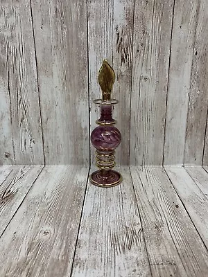 Intricate Hand Blown Glass Ruby Colored Perfume Bottle With Stopper • £11.58