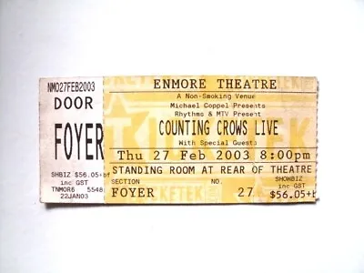 Counting Crows Concert Ticket - Sydney Enmore Theatre February 27 2003 • $12