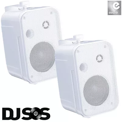 E-audio B418 3.5  White 2 Way Water Resistant Mini Install PA Speakers 100 Watt • £33.82