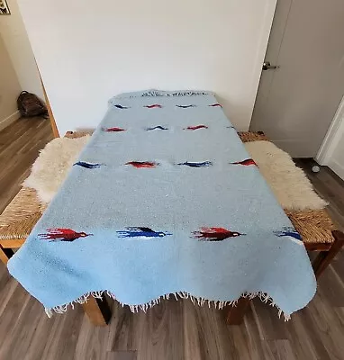 $49.99 • Buy Vtg Mexican Molina Indian Zapotec Altiplano Bird Wool Rug Serape Blanket