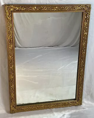 Antique Gold Gilt Gesso Wood Wall Mirror Berry Leaf & Vine 28.75 X21  • $174