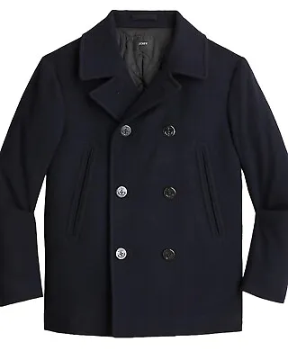 J. Crew Navy Wool Blend Dock Large Peacoat Double Breasted Mens Size XL New • $225