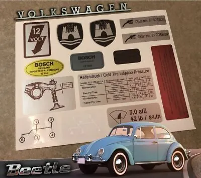 $32.90 • Buy Volkswagen Beetle Decal Set Stickers For All Models Engines Best Quality 