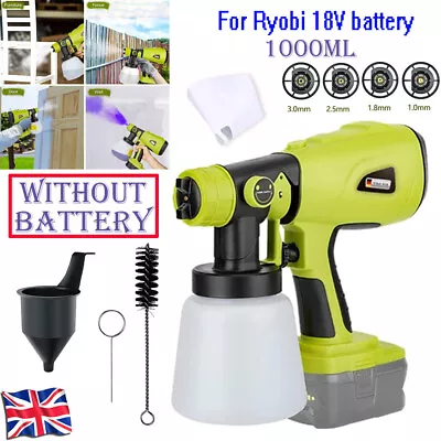 1000ML Cordless Paint Sprayer Electric Spray Gun Fofor Ryobi 18V Li-ion Battery • £35.49