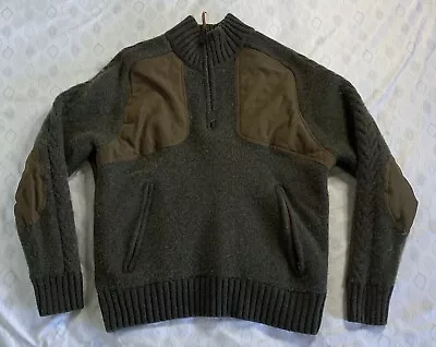 Eddie Bauer Mens Large Merino Wool Pullover 1/4 Zip Sweater Sweatshirt Distress • $16.15