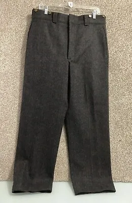 Vintage LL Bean Mens Gray Plaid Malone Wool Hunting Field Pants Size 32X29 USA • $79.99