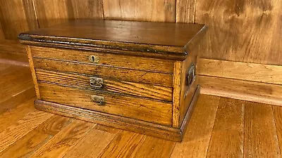 Rare Antique Bliss Machinists Wood Oak Tool Box Chest Cabinet Drawers 1800s • $450