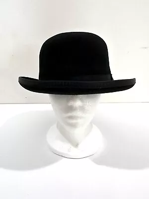 Capus Design Wool Black Derby Round Hat Made In USA Size Medium Feather • $19.99