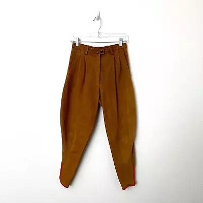 Vintage M.J. Knoud Sz XS Brown Genuine Leather Equestrian Riding Pants Jodhpurs • $124.97