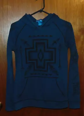 Cowgirl Tuff Ladies Hoodie Blue Black Size Small Southwestern • $18.99