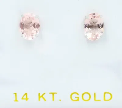 GENUINE 1.20 Cts MORGANITE STUD EARRINGS 14K WHITE GOLD - Free Appraisal  - NWT • $0.99