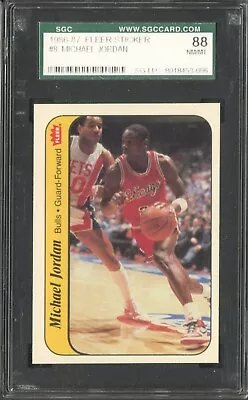 1986-87 Fleer Sticker Michael Jordan SGC 88 / 8 NM-MT #8 Chicago Bulls • $113.50