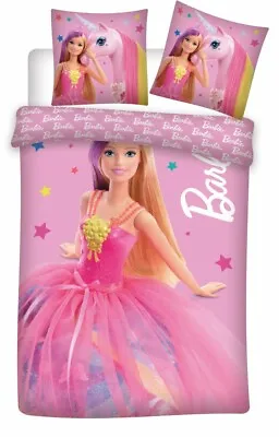 Barbie Toddler Bedding Pink Reversible Cover & Pillow Duvet Cover Bed Set  • £18.45
