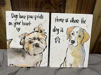 P. Graham Dunn Block Wood Home Is Where The Dog Is Paw Prints On Heart/pair/B10 • $12