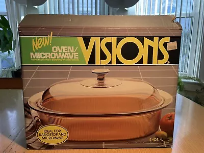 Vintage 1989 CORNING WARE VISIONS Cookware 4-Qt. Covered Roaster NEW! Rare NOS • $79.99