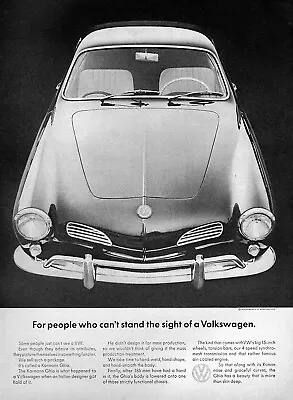 1964 VW Karmann Ghia  Can't Stand The Sight Of A Volkswagen  Original Print Ad • $16.47