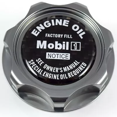 M7 New Gunmetal Engine Oil Filler Cap Carbon Mobil One Emblem For Honda & Acura  • $31.95