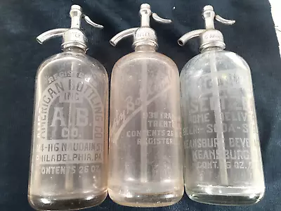 Estate Lot Of 3 Vintage Seltzer Bottles Philly And New Jersey • $52