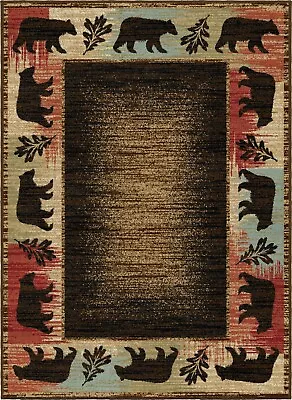 Fossil Creek Area Rug Runner Lodge Cabin Rustic Bear Paw Brown Red Blue Matching • $39.99