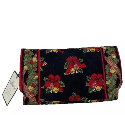 Vera Bradley Hens-n-Holly Wallet 22595 Cross Body Strap Black Multi Holiday Xmas • $51.72