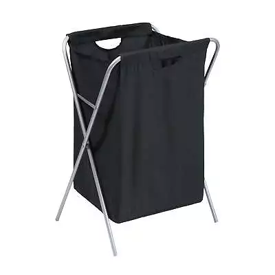 Steel X-Frame Nylon Folding Laundry Hamper Black/Silver  Laundry Carts Hampers • $30