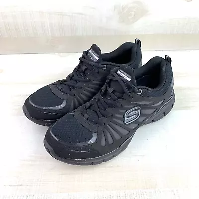 Skechers Womens Size 8 Black Tone-Ups Run Walking Sneakers Shoes 11775 • $19.94