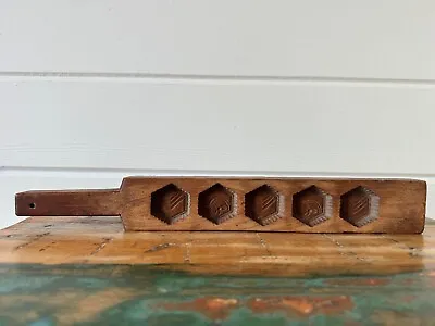 Vintage / Antique Wood Wooden 5 Butter Stamp Maple Sugar Candy Rice Mold Paddle • $25