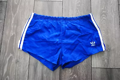 ADIDAS MADE IN WEST GERMANY SHORTS BLUE VINTAGE RETRO NYLON SIZE D5 (S/M) 1980's • $67.92