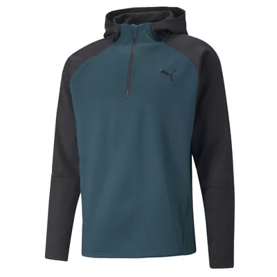 Puma Train Off Season QuarterZip Hoodie Mens Green Casual Athletic Outerwear 522 • $19.99