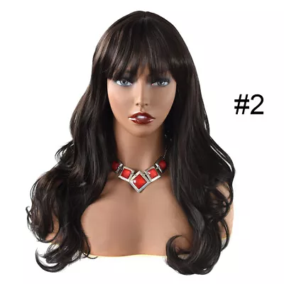 Long Wavy Women Wig Synthetic Black Brown Hair Fashion Cosplay Party Wigs 26  US • $15.99