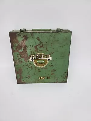 Vintage Metal First Aid Kit Box Antique Empty Fist Aide Kit Box With Latches • $24