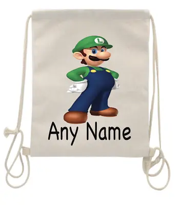 £10.49 • Buy Personalised Super Mario Luigi Drawstring Bag School PE Dance Football Game Bag
