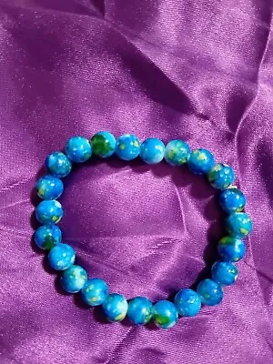Karma Style Bead Bracelet Gorgeous Aqua Blue Green Women Men Fashion Jewellrey • £1.99