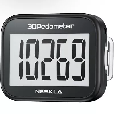 NESKLA 3D Pedometer For Walking Simple Step Counter With Removable Clip Lanyard • $9.99