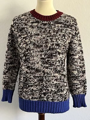 J. Crew Marled Colorblock Multicolor Wool Blend Crew Neck Sweater Size Medium • $25.50