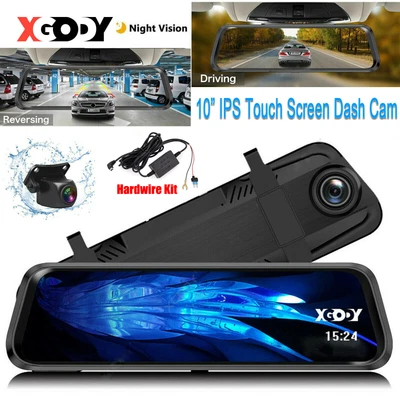 $87.99 • Buy 10'' Dual 1080P Lens Car DVR Dash Cam Reversing Camera Rearview Mirror Hardwire