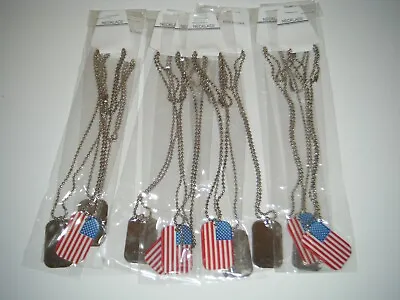 US American Flag Metal Dog Tag Necklaces WHOLESALE LOT X12 • $17.99