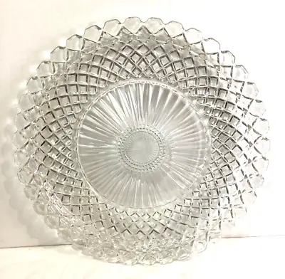 $13.77 • Buy Vintage 14” Press Clear Round Glass Serving/Cake Plate