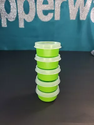 Tupperware Smidgets Green With Sheer Seals Mini 1oz Containers Set Of 5 Sale • $13.99