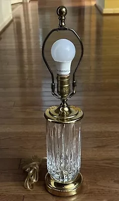 Vintage WATERFORD Crystal Glass Column Table Lamp Hollywood Regency 20” Tall • $125