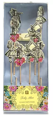 Talking Tables Truly Alice In Wonderland 12 Mad Hatter Cake Cupcake Party Picks • $13.95